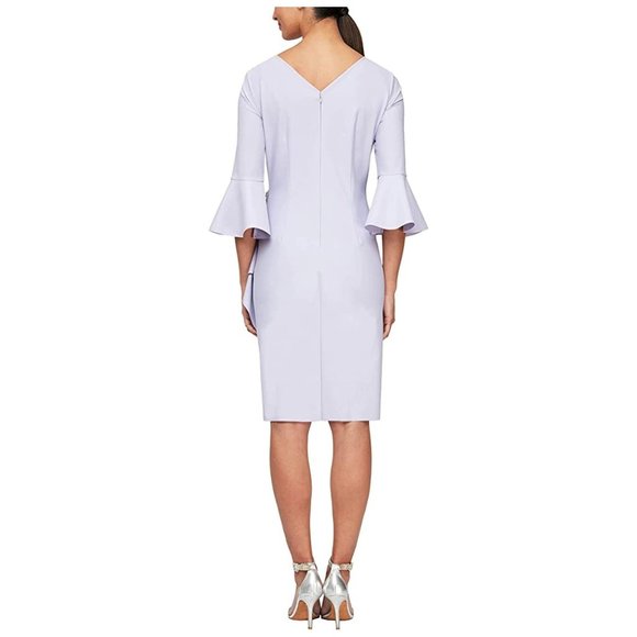 Alex Evenings Dress Cocktail Bell Sleeve Sheath in Lavender Sz 6 NWT $225 - Picture 10 of 11